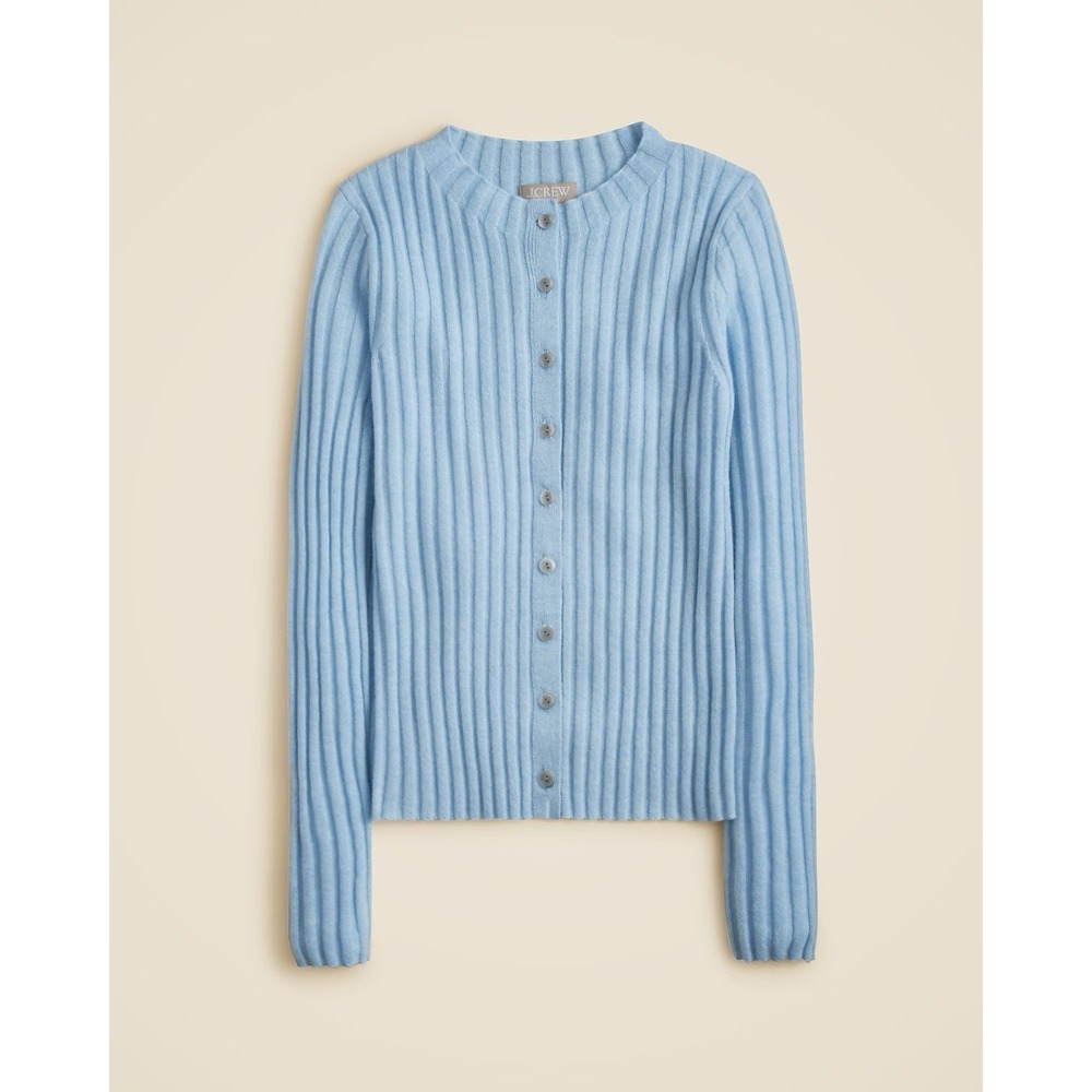 J. CREW Wide-rib cashmere cardigan in Heather River Size S  NWT $178 CO325